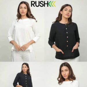 Rush Women's Casual Tops in Black & White Combo.